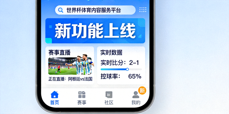 世界杯体育内容服务平台新功能上线 - 手机App界面展示